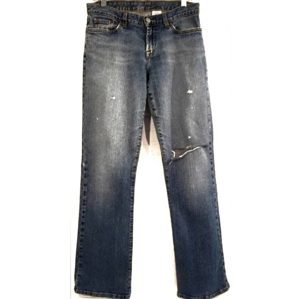 Lucky Brand Soho Flare Leg Distressed Jeans Medium‎ Blue Wash Women's Size 28/6